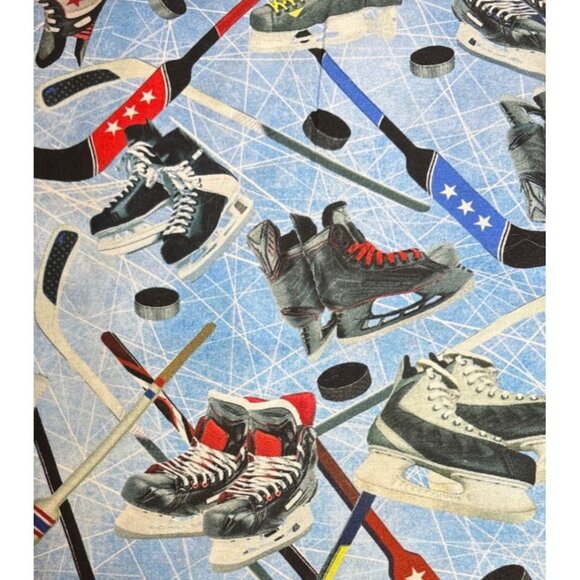 Hockey Theme Fabric Bundle Quilting Cotton Inc Windham Fabrics Red Blue White - Picture 6 of 11